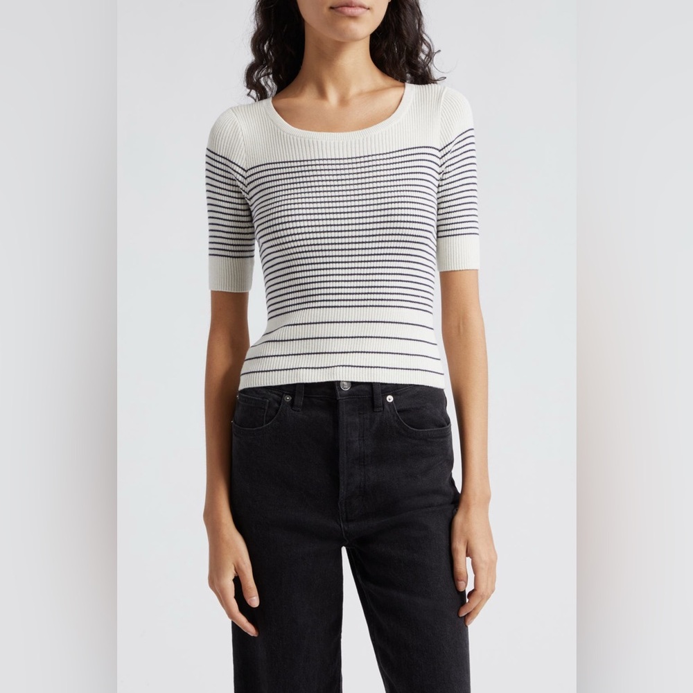 ATM Anthony Thomas Melillo Striped Cotton & Silk Sweater NWT